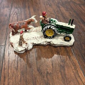 Vtg Collectibles Red Oak Winter Calf on John Deere  Christmas ERTL LOWELL DAVIS